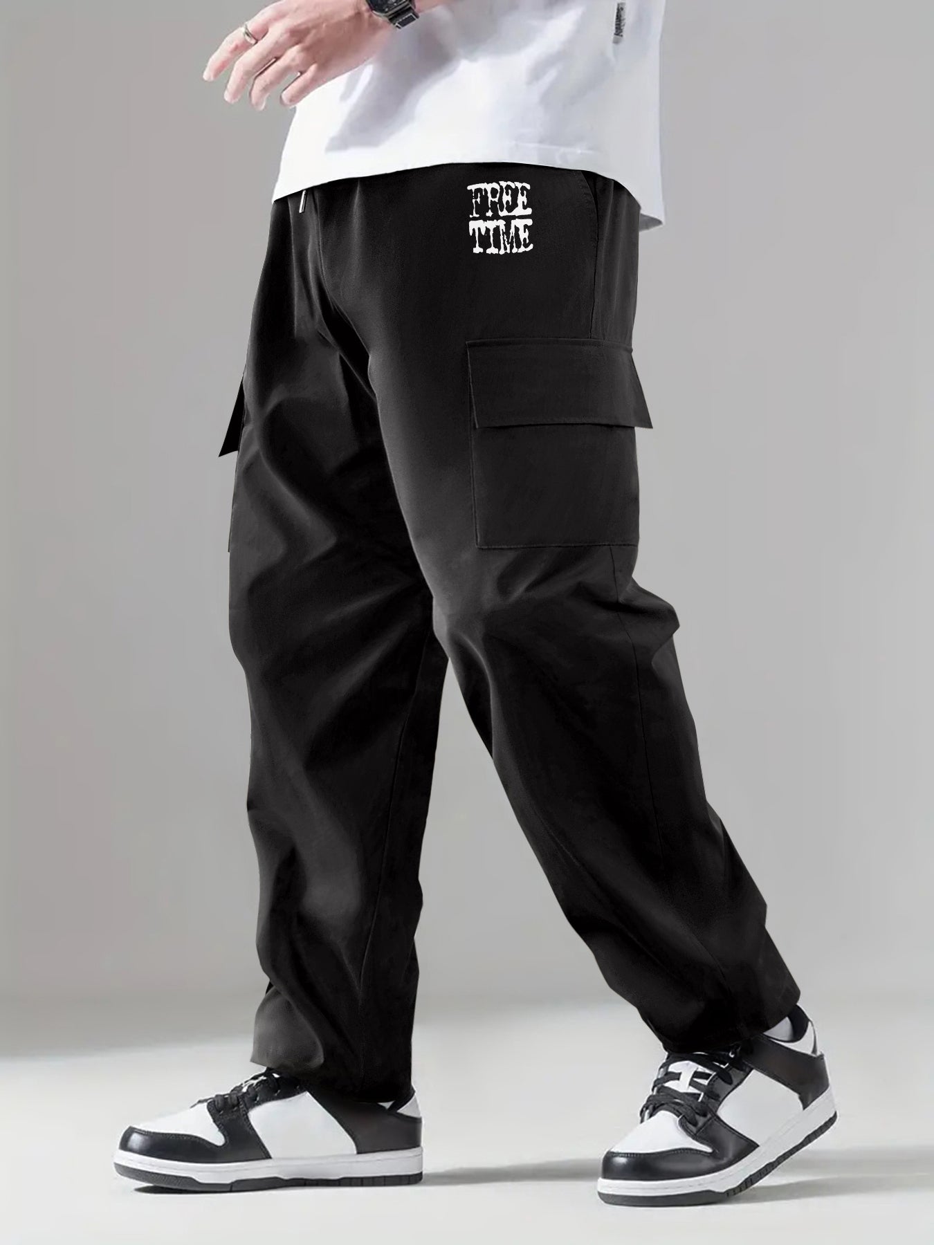 Flap Pocket Cargo Pants Men Loose Outdoor Work Trousers