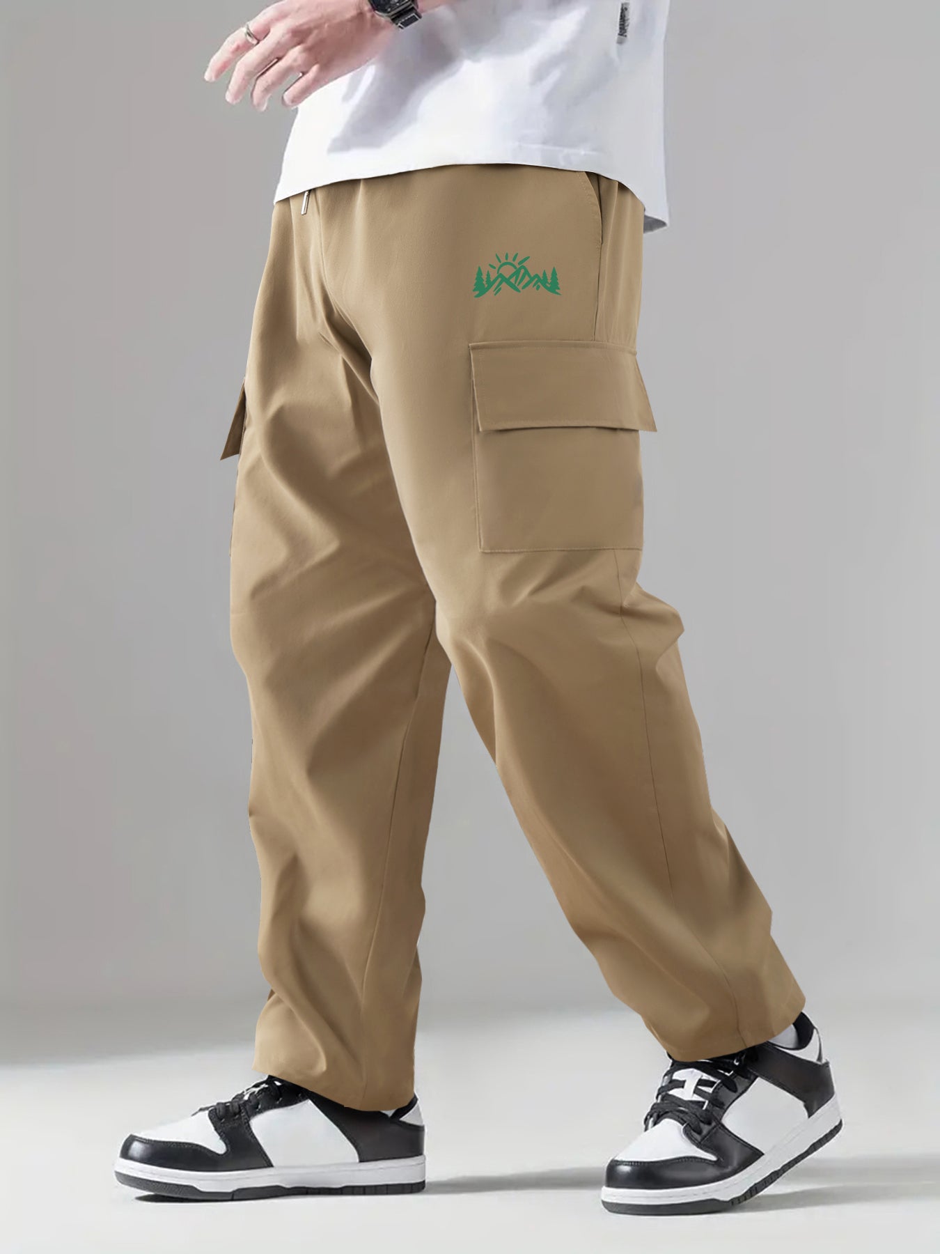 Flap Pocket Cargo Pants Men Loose Outdoor Work Trousers