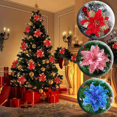 5pcs Artificial Flowers Dry Flowers Clips Stems Christmas Tree Ornaments