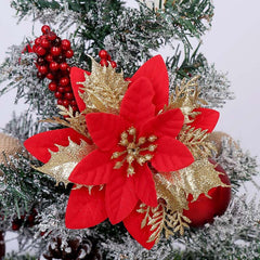 5pcs Artificial Flowers Dry Flowers Clips Stems Christmas Tree Ornaments