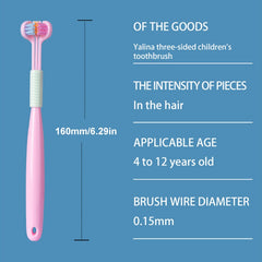 Kids 3-Sided Toothbrush Soft Bristle Deep Oral Cleaning Tongue Scraper Oral Care