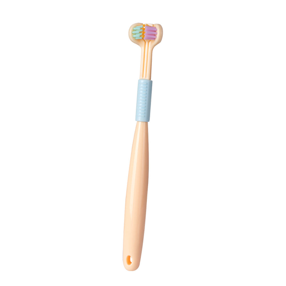 Kids 3-Sided Toothbrush Soft Bristle Deep Oral Cleaning Tongue Scraper Oral Care