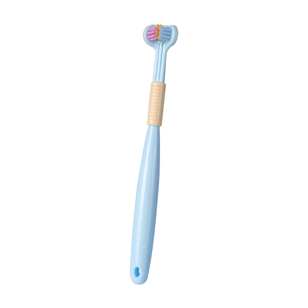 Kids 3-Sided Toothbrush Soft Bristle Deep Oral Cleaning Tongue Scraper Oral Care