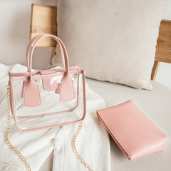 Girls Transparent Small Crossbody Bag with Chain Jelly Bag Clutch Bag