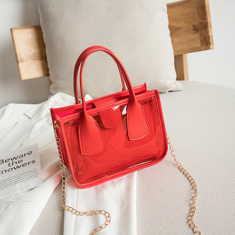 Girls Transparent Small Crossbody Bag with Chain Jelly Bag Clutch Bag