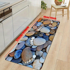 Cobblestone Pattern Kitchen Rugs Non Slip Waterproof Carpet