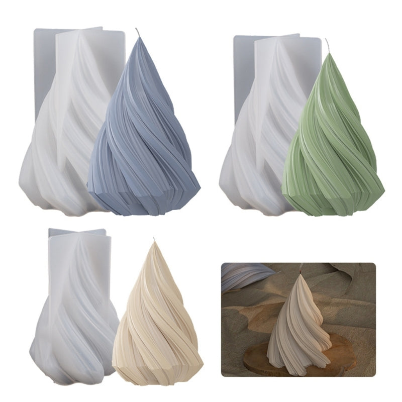 DIY Crystal Drop Glue Mold Cone Shape Spiral Pattern Candle Silicone Mold