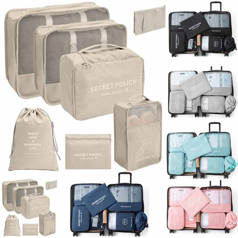 7 Pcs Travel Luggage Packing Cubes Clothes Organizers Set with Toiletry Bag