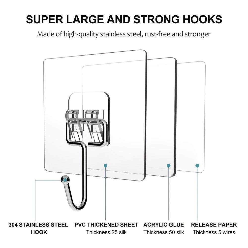 10pcs Heavy Duty Large Adhesive Hooks 16 78 KG Max Hotel Home Organization