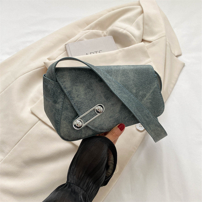 Vintage Flap Shoulder Bag Retro PU Underarm Bag Women's Casual Grunge Handbag