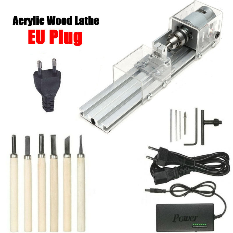 Mini Wood Lathe Machine DIY Woodworking Buddha Pearl Lathe