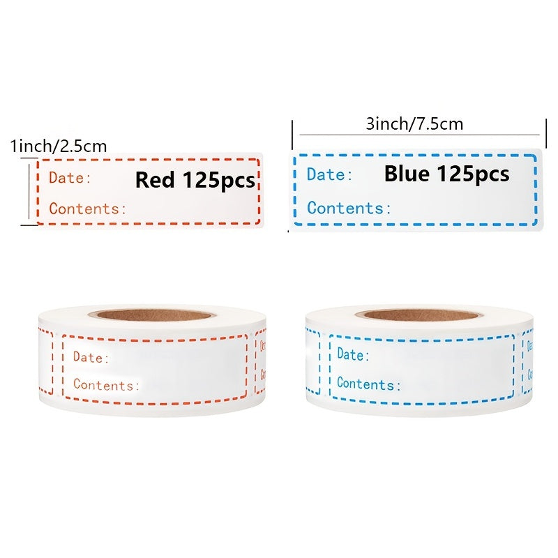 125 Sheets Removable Freezer Labels 2.54 x 7.62 cm
