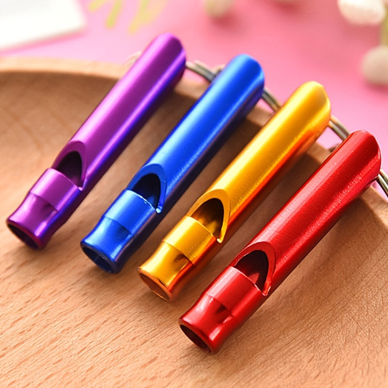 10pcs Aluminum Alloy Survival Whistle With Keychain Lightweight Portable Whistle
