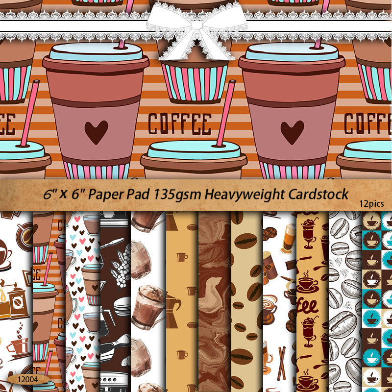 12 Sheets Coffee Material Paper Retro Hand Account DIY Tools Stationery Crafts
