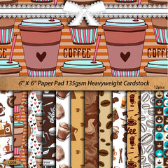 12 Sheets Coffee Material Paper Retro Hand Account DIY Tools Stationery Crafts
