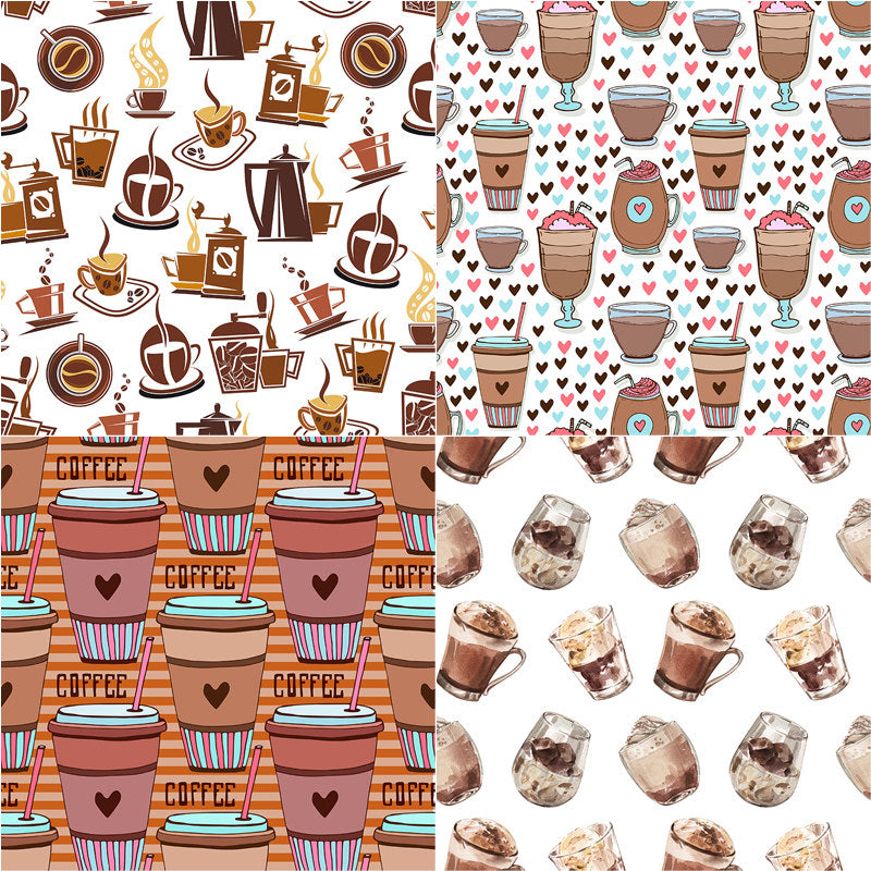 12 Sheets Coffee Material Paper Retro Hand Account DIY Tools Stationery Crafts