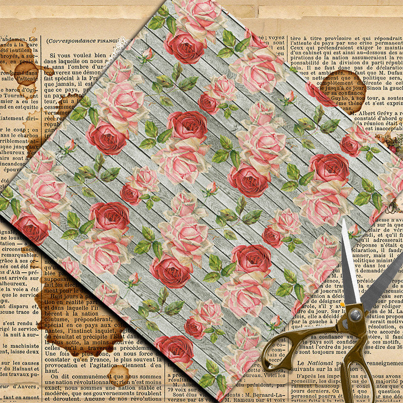 12 Sheets Large Retro Journal Decoration Paper Student Stationery Arts Crafts