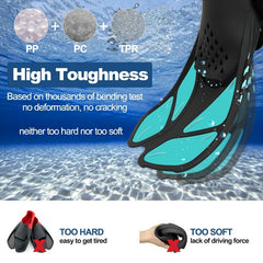 3pcs Diving Set: Goggles, Snorkel, Fins