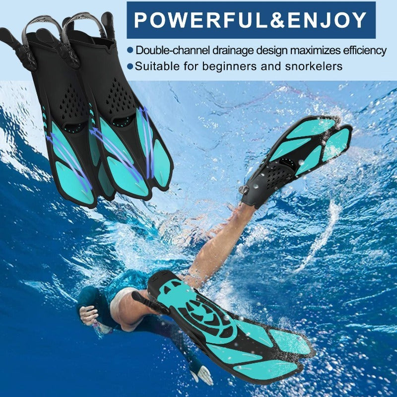 3pcs Diving Set: Goggles, Snorkel, Fins