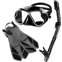 3pcs Diving Set: Goggles, Snorkel, Fins
