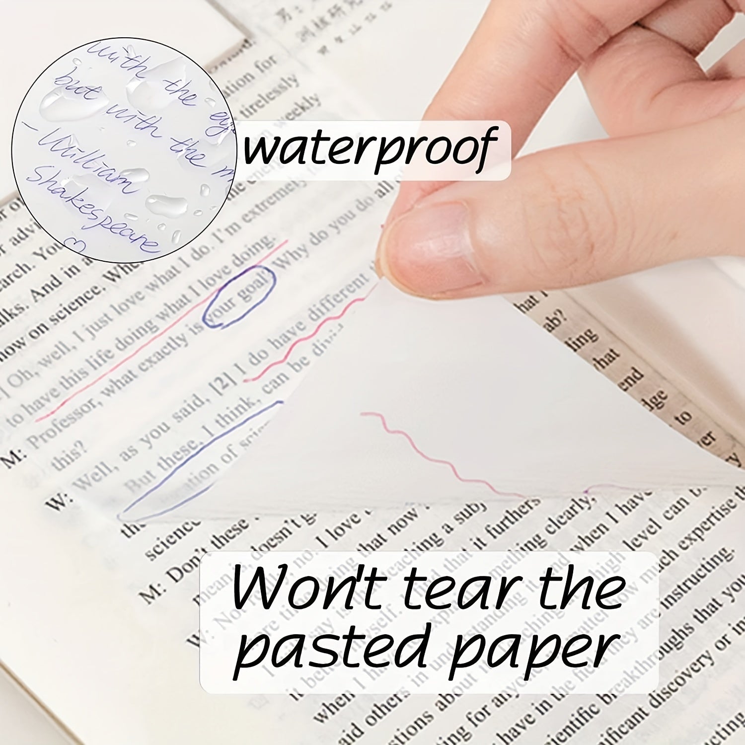 200pcs Transparent Sticky Notes 7.62x7.62cm Waterproof Self Adhesive