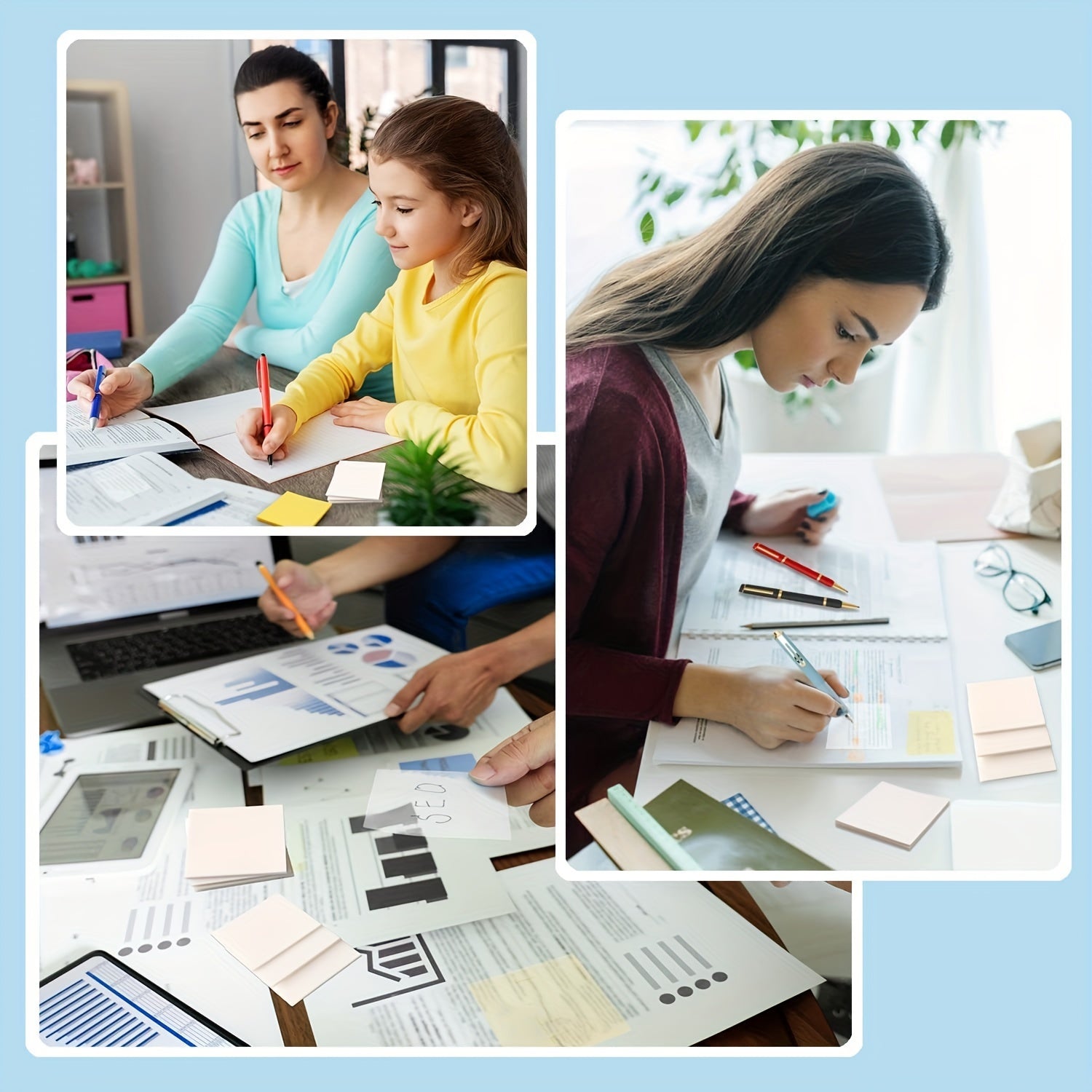 200pcs Transparent Sticky Notes 7.62x7.62cm Waterproof Self Adhesive
