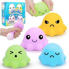 Octopus Squishy Stress Balls 4pcs Sensory Fidget Toys for Stress Relief