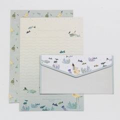 9pcs Stationery Set: 6 Letter Writing Sheets & 3 Matching Envelopes