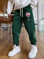 Basketball Pattern Joggers Men's Casual Loose Fit Sweatpants