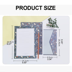 9 Piece Stationery Set: 6 Letter Papers & 3 Envelopes