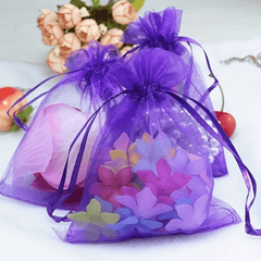 50pcs Red Organza Drawstring Storage Bag Jewelry Wedding Party Gift Decoration