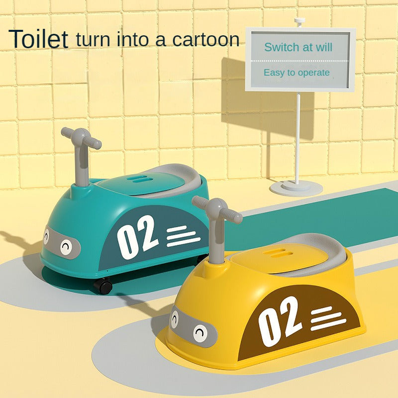 Car Shaped Kids Toilet Seat With Wheels Non slip Base Potty Training Seat