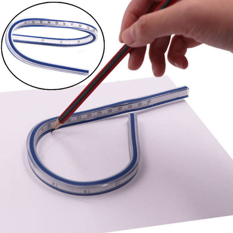 Flexible Curve Ruler Soft Plastic Tape Measure School Office Supplies