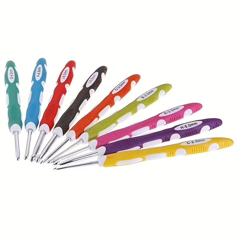 9pcs Wool Knitting & Crochet Hook Set Non-slip Silicone Handle Aluminum Needles