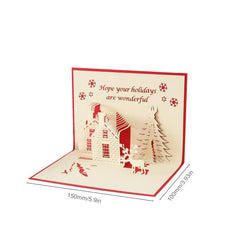 1pc Christmas 3D Hollowing Castle Card Blessings Small Card