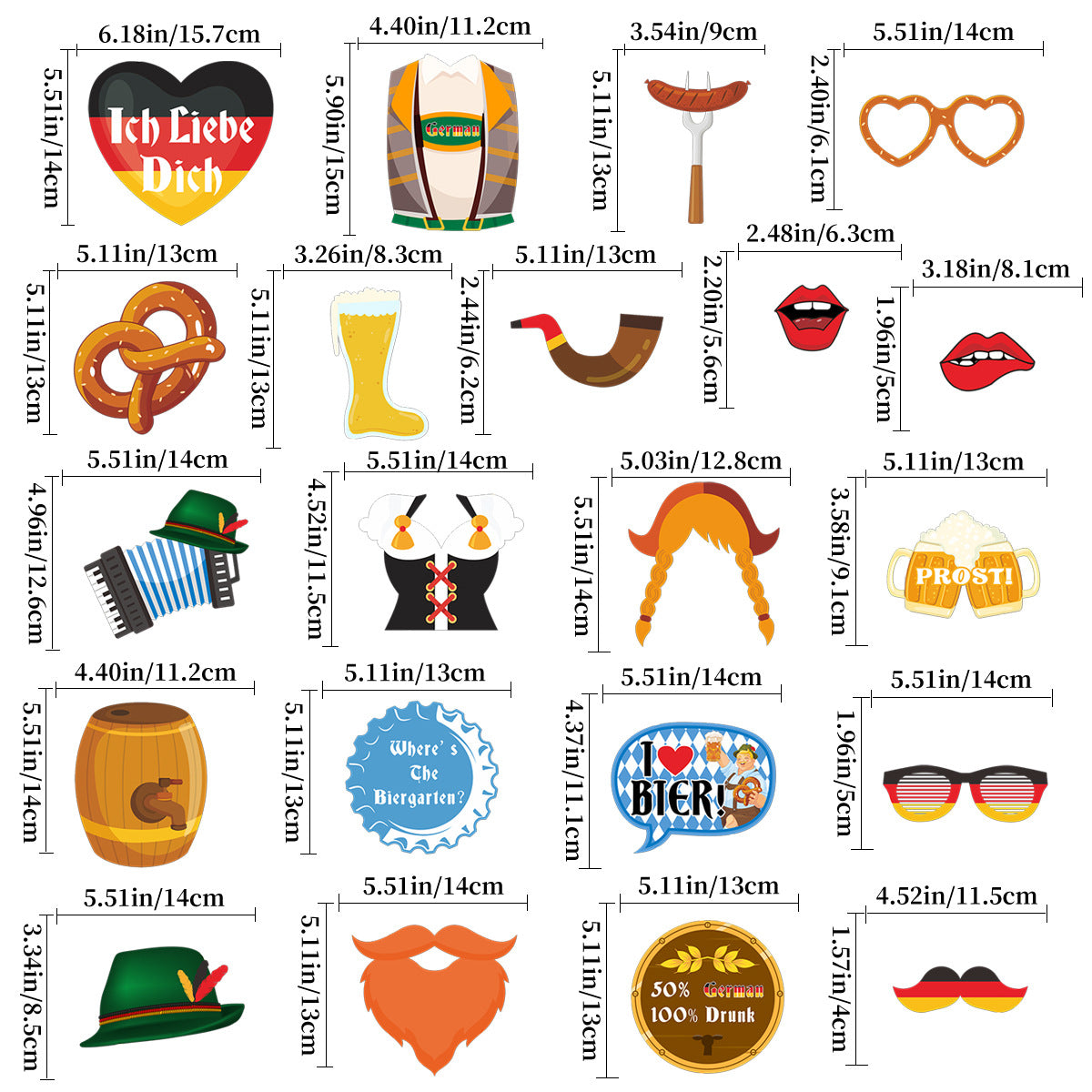 21pcs Oktoberfest Party Decoration Photography Props