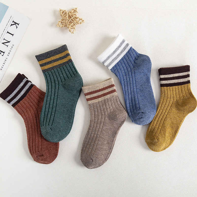 5pairs Kids Breathable Crew Socks for Boys and Girls