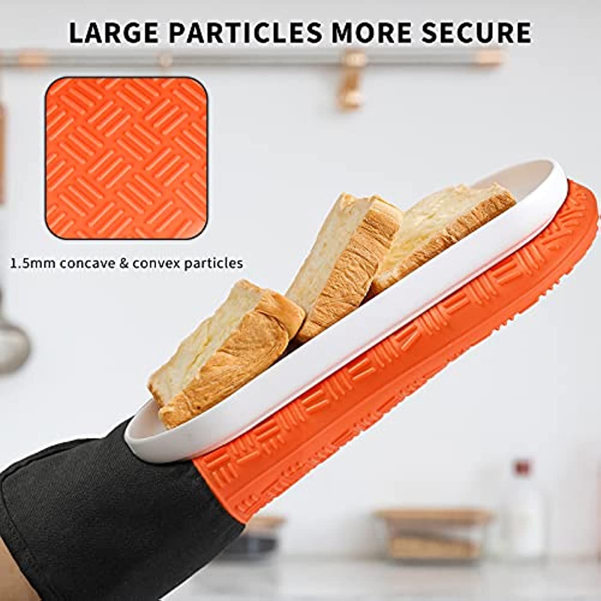 Silicone Oven Mitts Orange Heat Resistant Non Slip Grip Surfaces