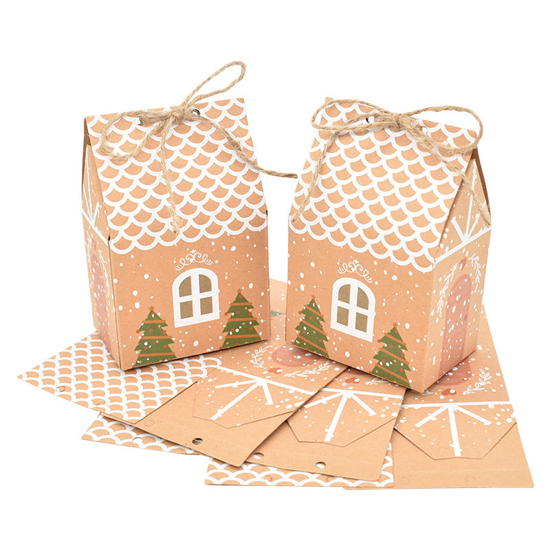 10pcs Christmas House Candy Boxes for Xmas Cookie Packaging & Decor
