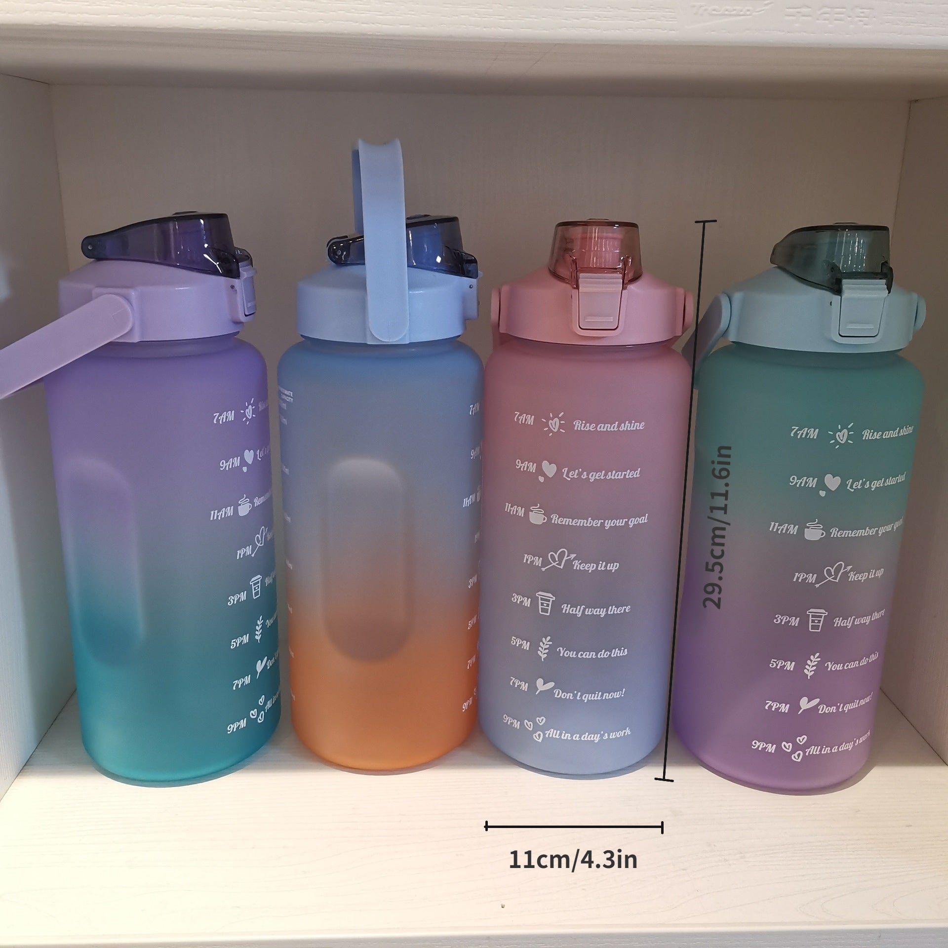Gradient Plastic Water Bottle with Straw and Lid for Camping and Picnic