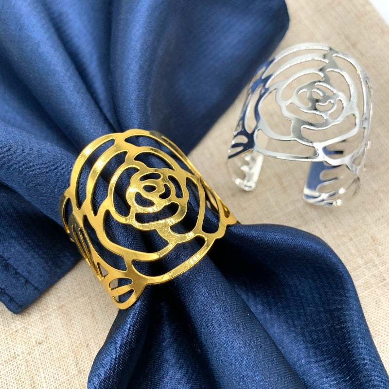 Rose Type Napkin Ring for Wedding Hotel Restaurant - 1pc