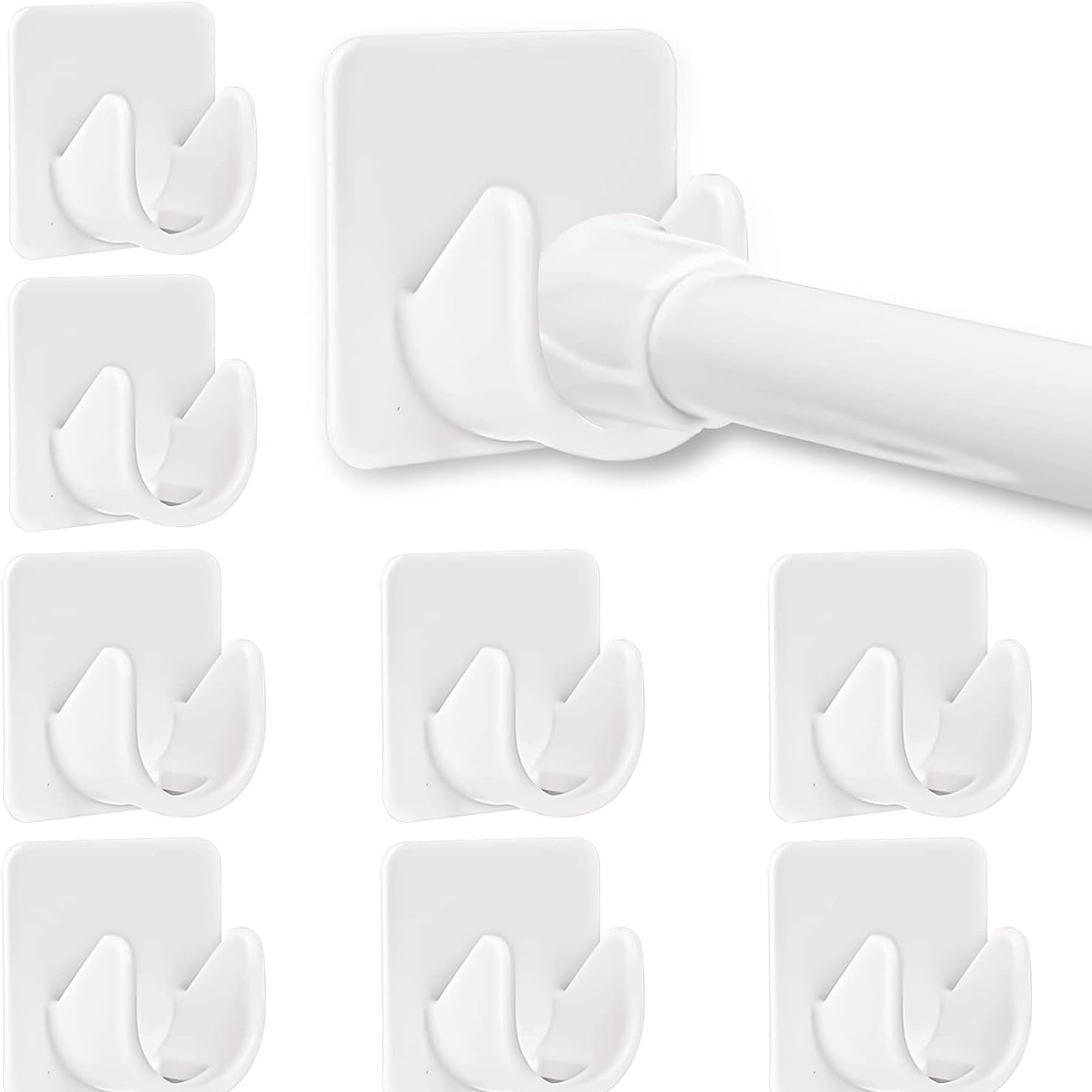 10pcs Adhesive Shower Rod Holders No Drilling