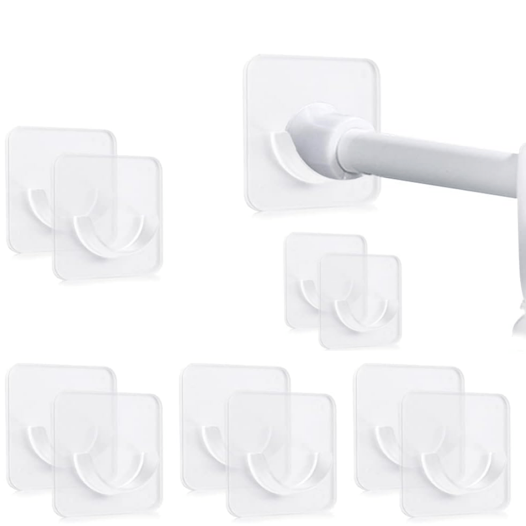 10pcs Adhesive Shower Rod Holders No Drilling
