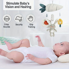 Plush Animal Wind Chime with Squeaker for Baby Car Seat, Stroller, Crib