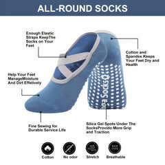 Non Slip Yoga Socks with Cross Strap Grips
