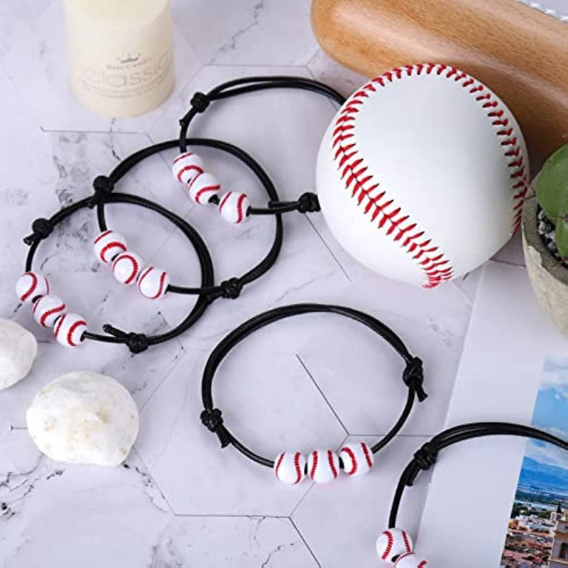 12 Baseball Charm Wristbands Adjustable Sports Ball Bracelets