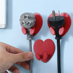 Red Love Kitchen Wall Plug Hook Cable Storage Organizer