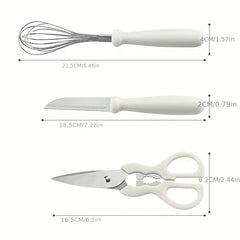 6pcs Kitchen Gadgets Set Stainless Steel Scissors Peeler Bottle Opener Whisk
