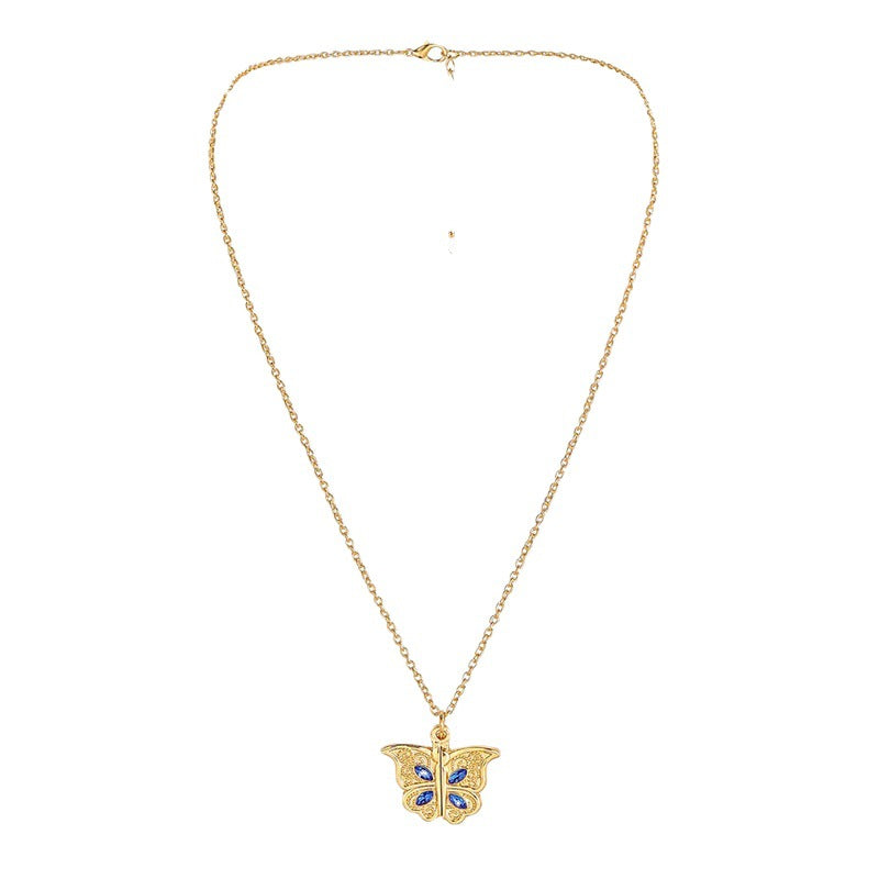 Women's Butterfly I Love You Heart Box Pendant Necklace Gift