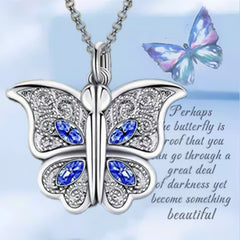 Women's Butterfly I Love You Heart Box Pendant Necklace Gift